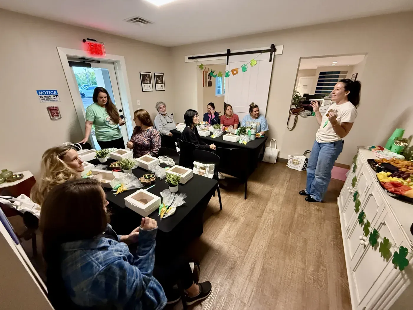 Clients and team members gathered for a treat-decorating night at the clinic